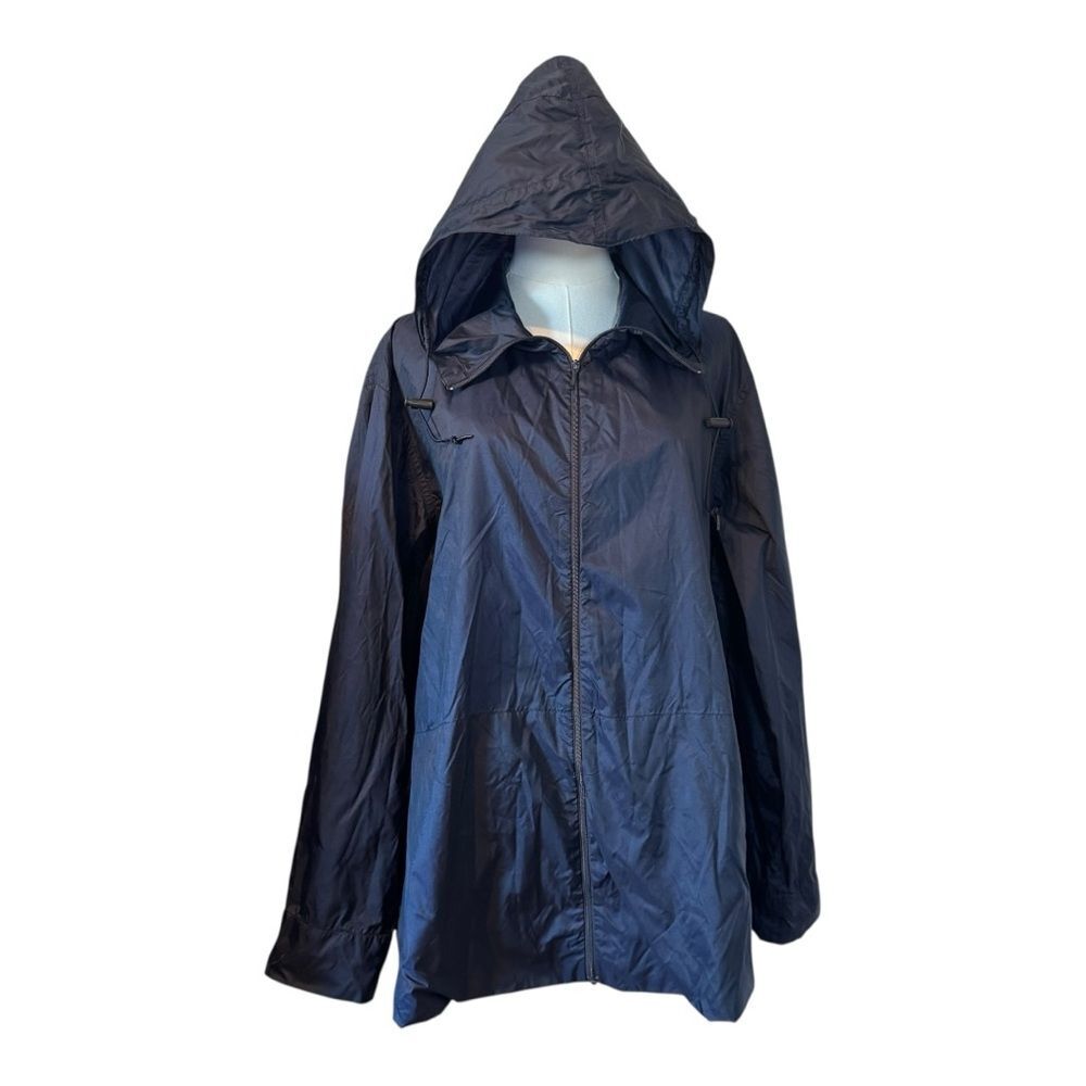Vintage Ralph Lauren Women's Polo Sport Navy Blue Hooded Wind Breaker Jacket M